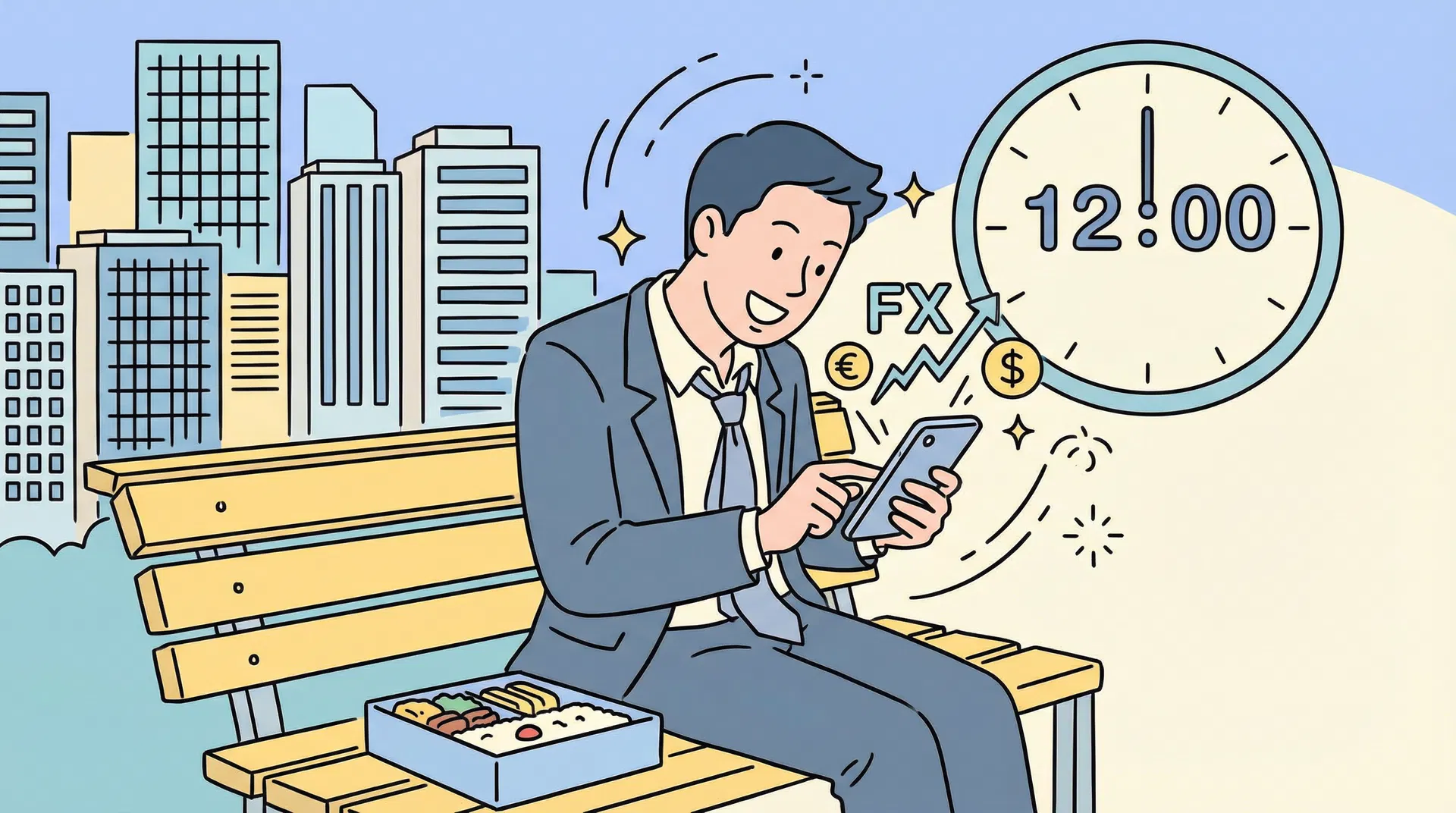 世界の市場をつなぐ時間帯のイメージ